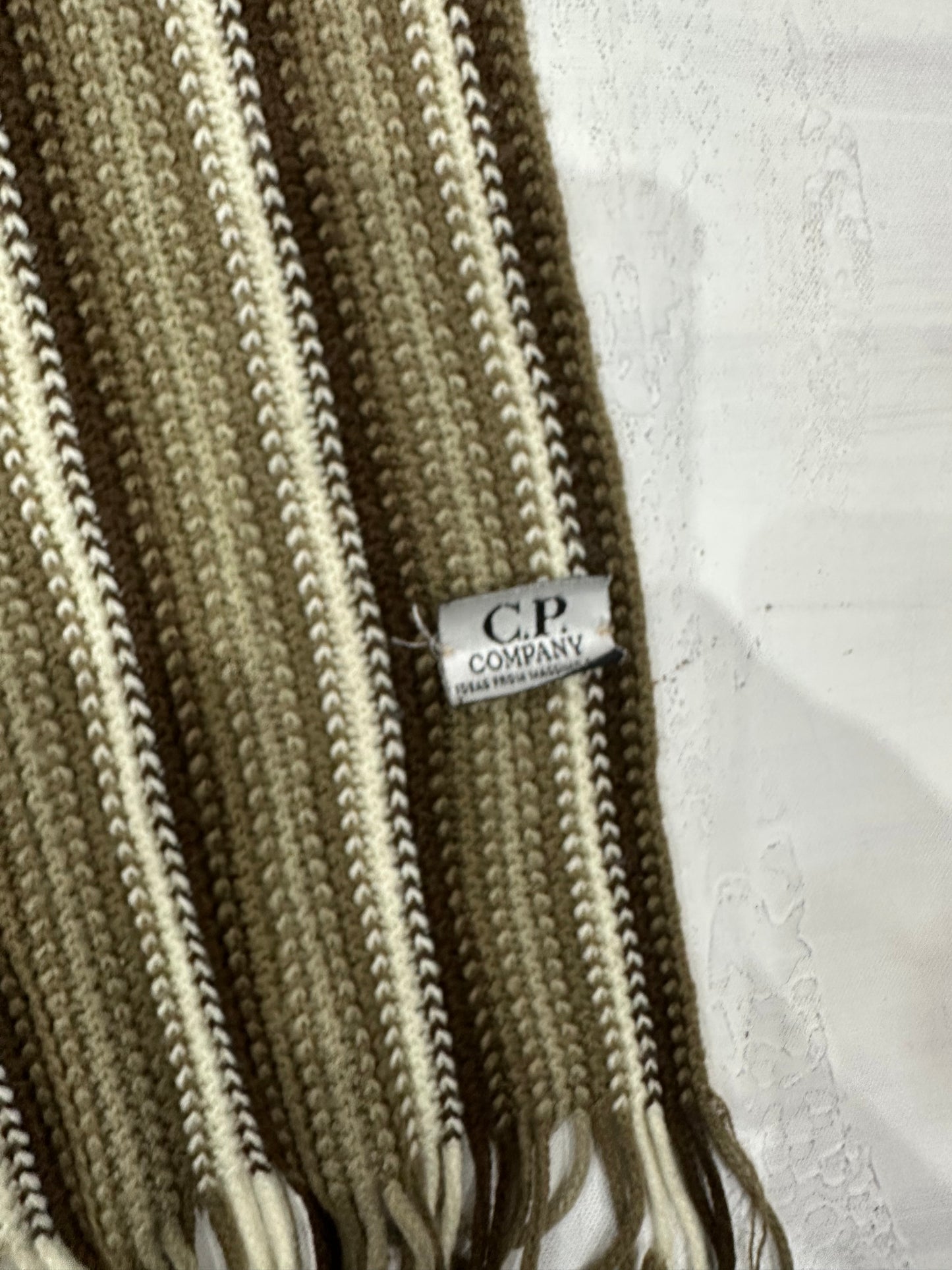 BEST PICKS | brown and white striped knit tassel scarf