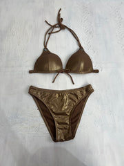 💚Vintage editar veintiocho | juego de bikini marrón iridiscente medio