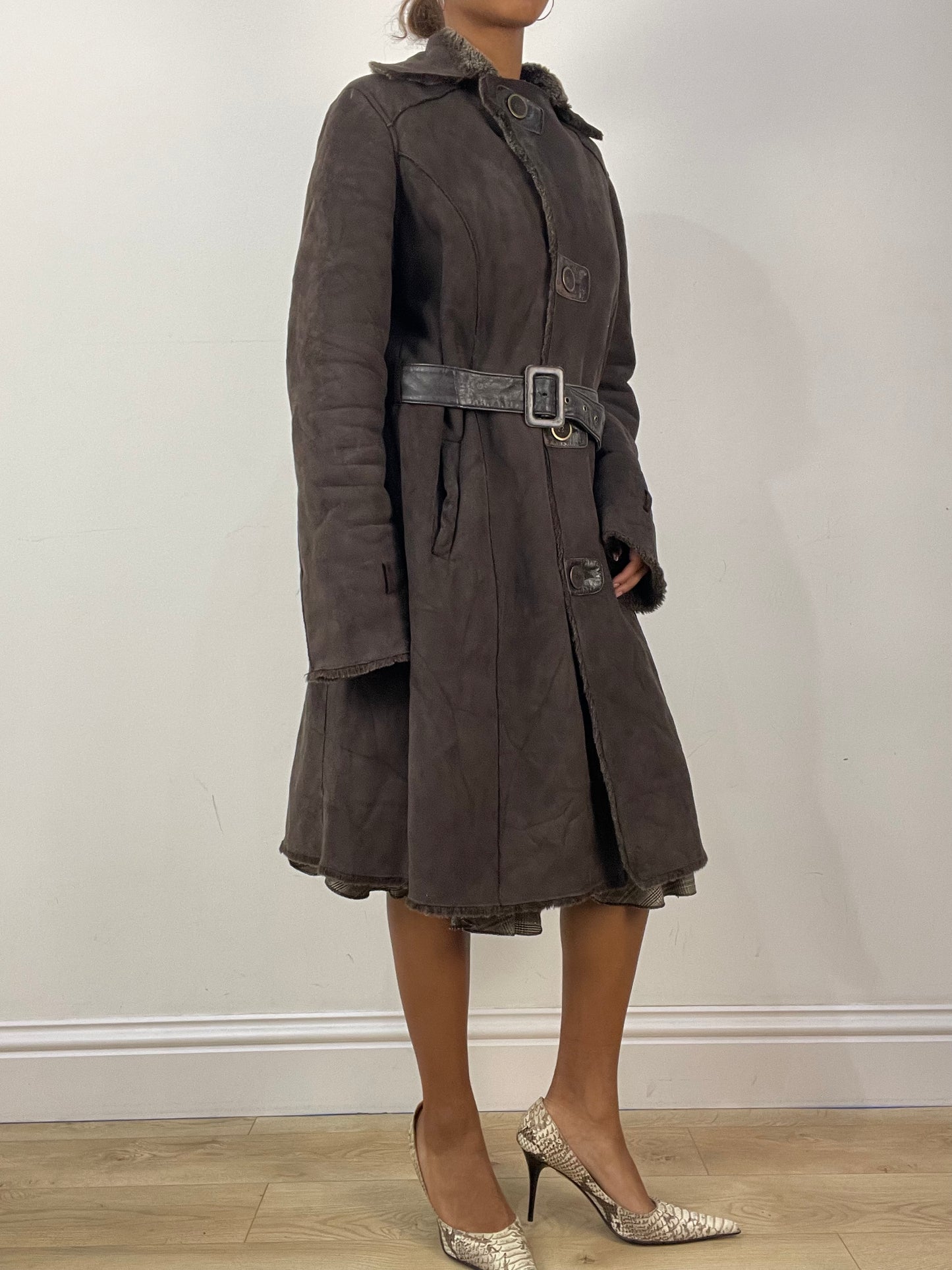 vintage edit thirty-six | medium brown leather faux suede jacket