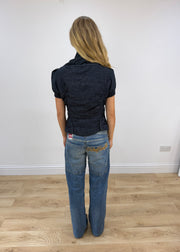 extra small navy dual zip miss sixty gilet