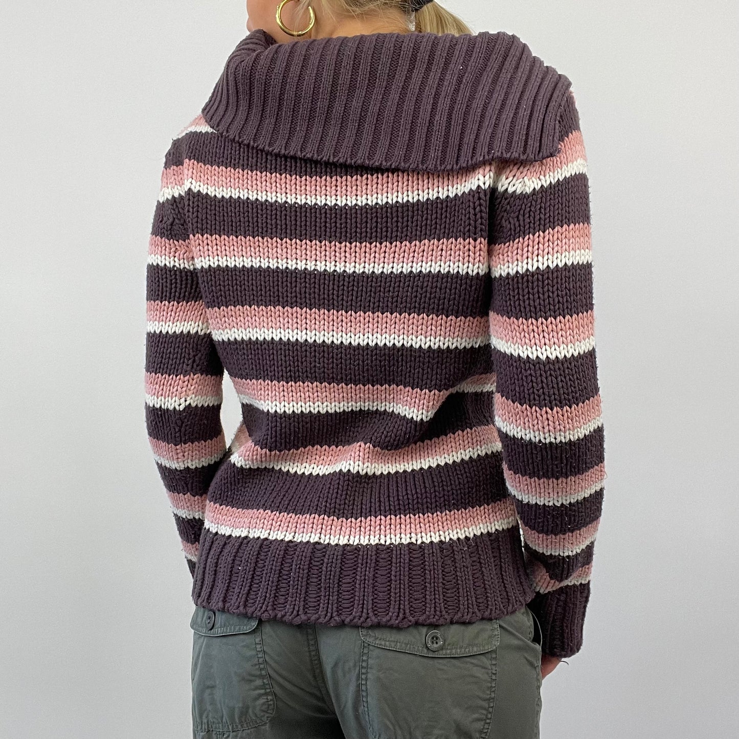 💚 💻 BEST PICKS | small purple and pink roll neck striped jumper
