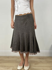 countryside | medium brown asymmetric maxi skirt