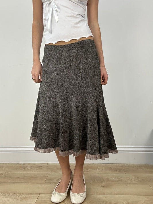 countryside | medium brown asymmetric maxi skirt