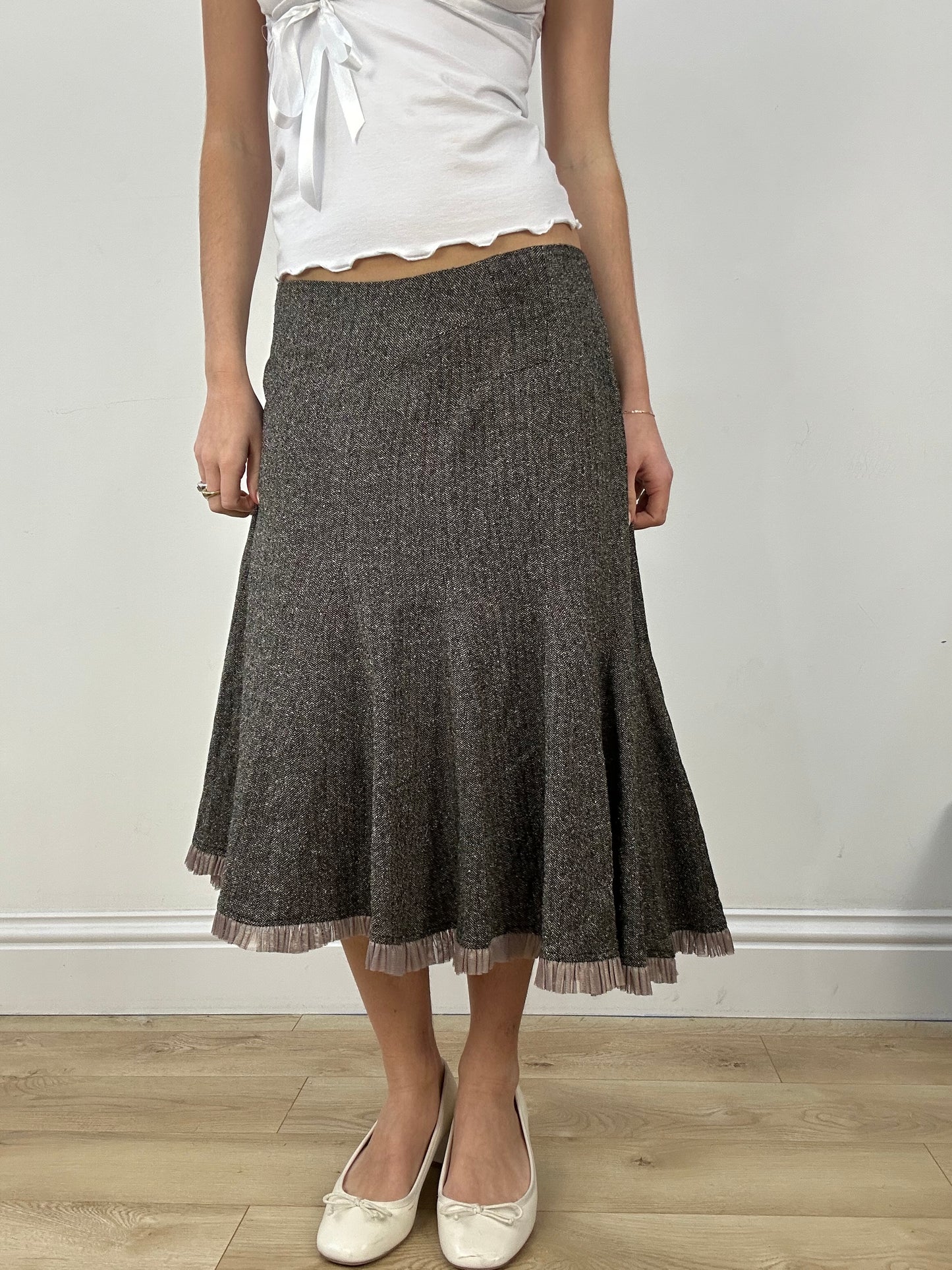 countryside | medium brown asymmetric maxi skirt