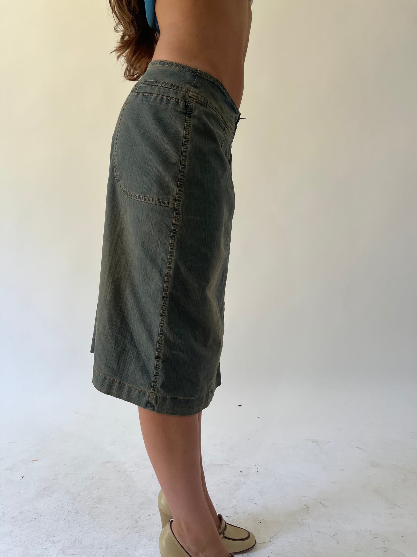 back to school drop | small denim midi skirt