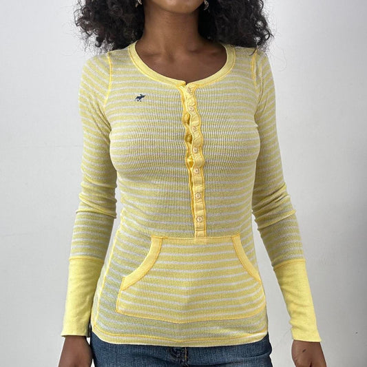 💻 RACHEL GREEN | extra small yellow and white abercrombie and fitch long sleeve top