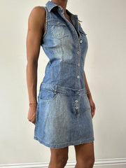 vintage edit twenty-one | small blue denim button up mini dress