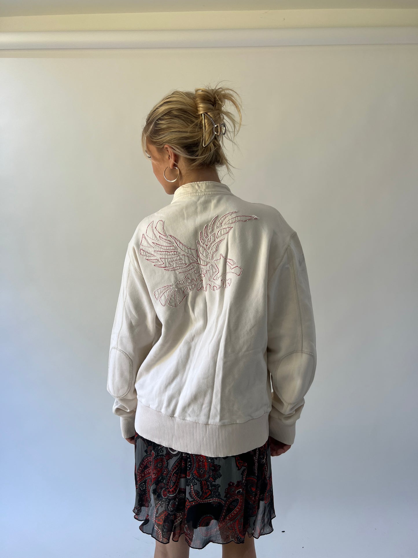 back to school drop | large cream harley-davidson zip up jacket