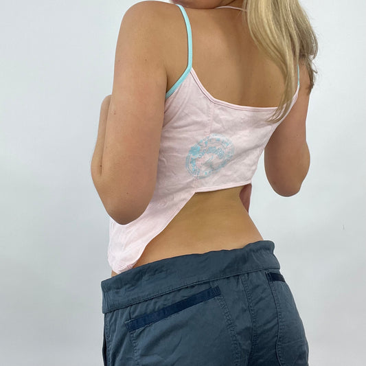 GIRL CORE DROP | small pink “chenco” graphic cami top with cut out back