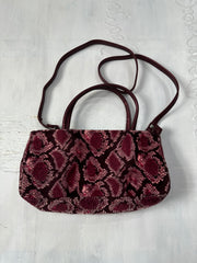 vintage edit fifteen | pink and purple snake print handbag