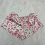 12 DAYS OF XMAS DROP | small white and pink floral silky lounge shorts