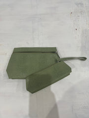 Y2K| small green snake print clinique clutch