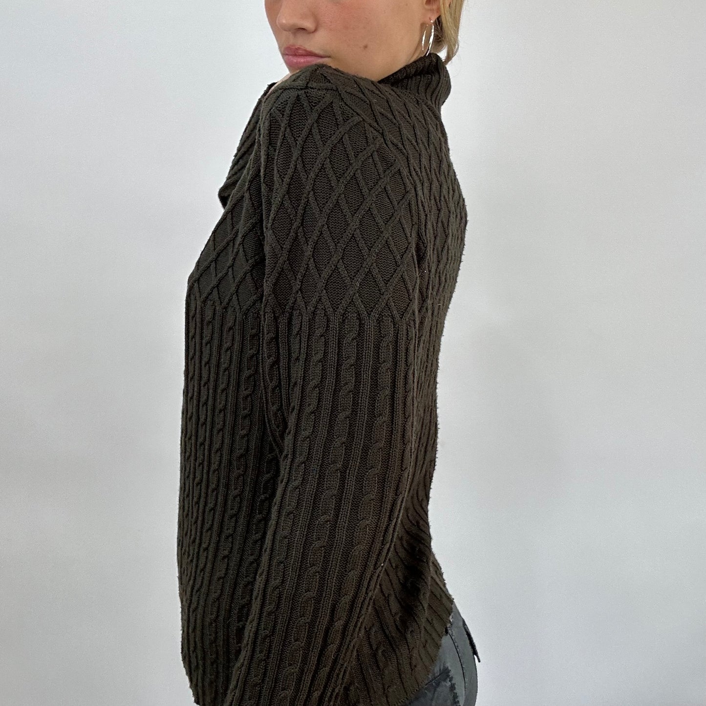 BEST PICKS | medium brown knitted roll neck jumper