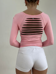 #331 SAMPLE SALE | small long sleeve pink fishnet top