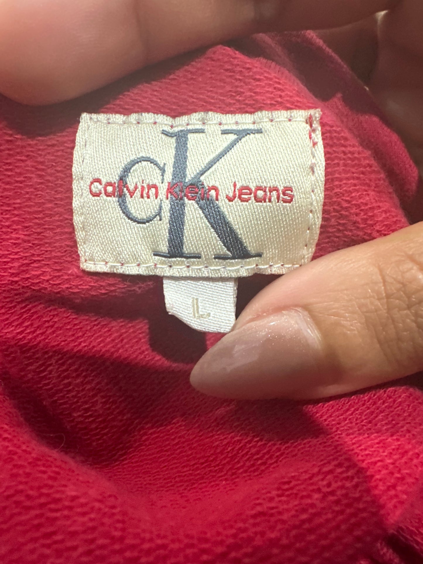 vintage edit thirty-five | medium red calvin klein dual zip hoodie