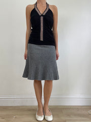 💻💚vintage edit twenty-four | medium black halterneck top with silver diamanté detail