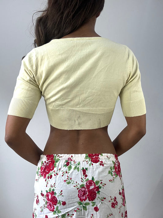 easter edit | small yellow bag cropped button up cardigan top