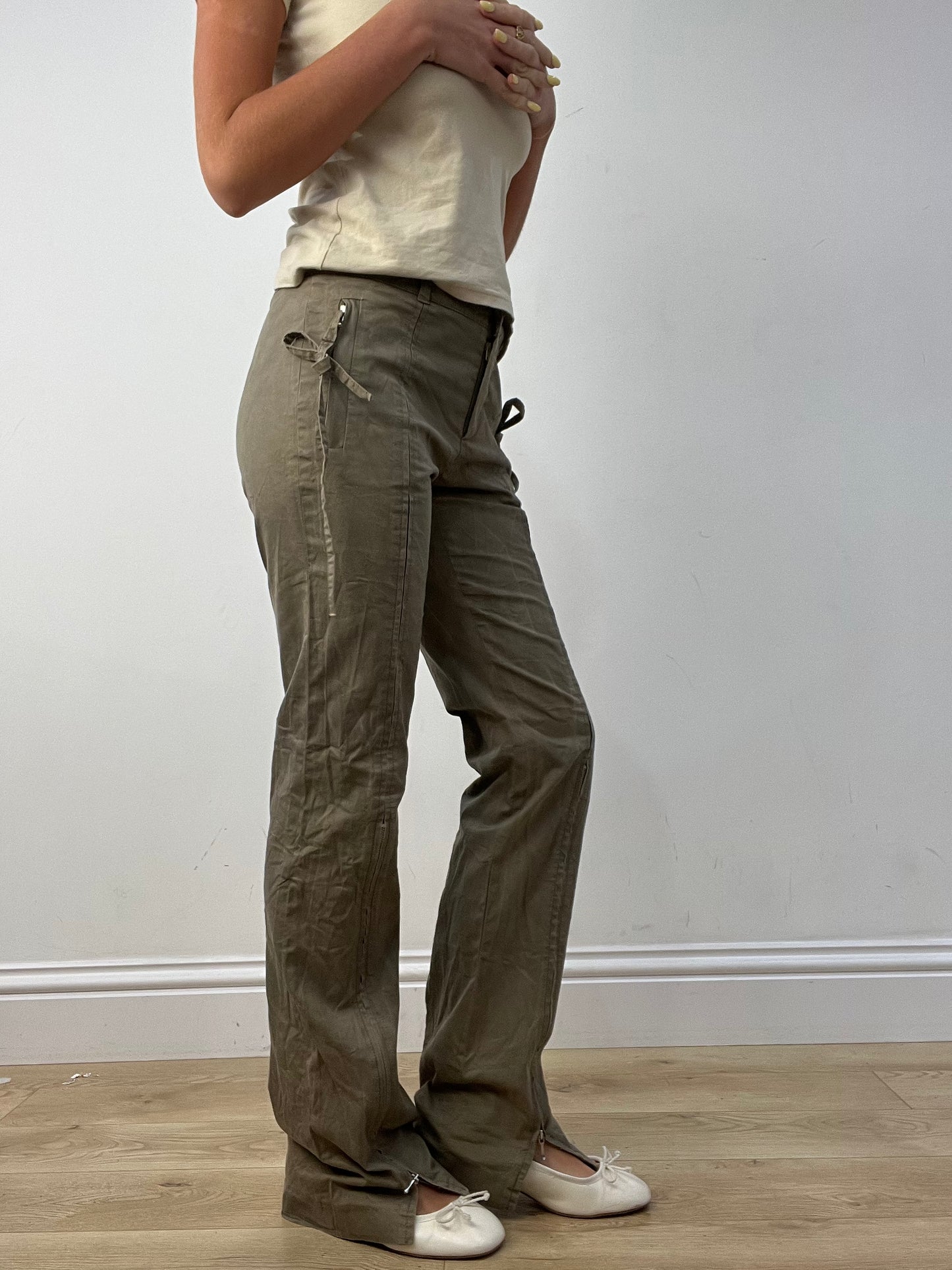 vintage edit twelve | small green trousers with tie side detail