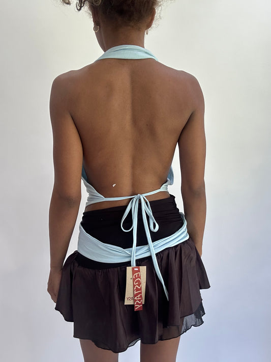 ‼️olivia rodrigo drop | small blue halterneck backless top