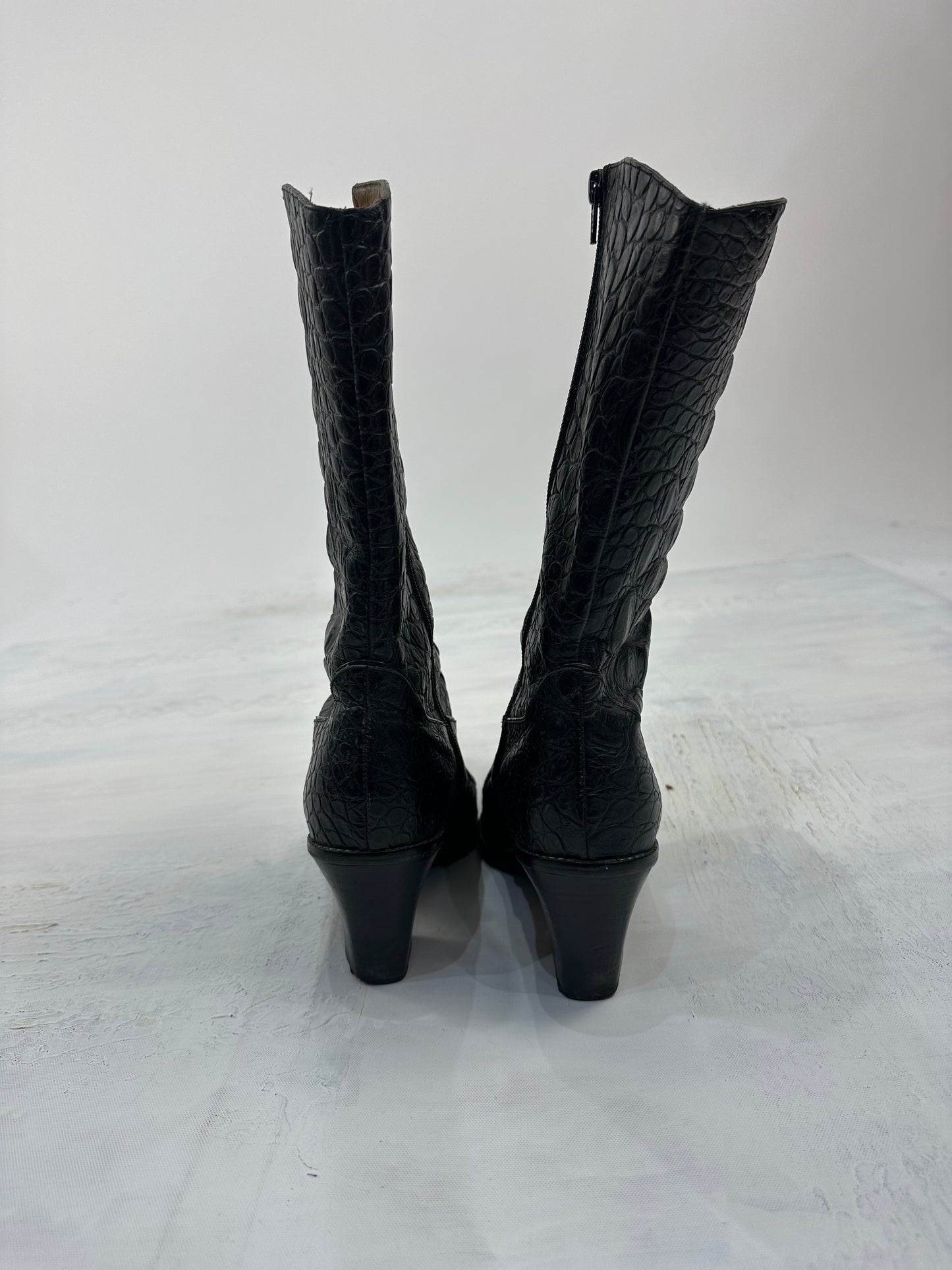 ⭐️vintage edit: indie sleaze | UK6 black faux croc print ankle boots