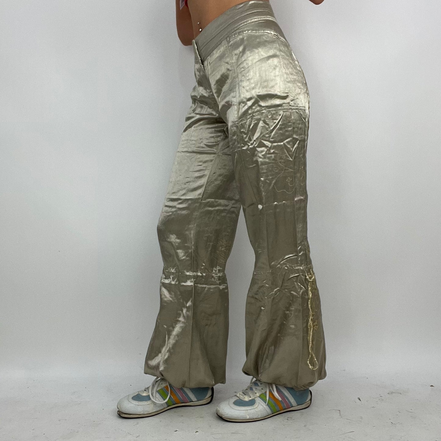 💻‼️ #02 champagne satiny wide leg trousers with drawstring and adjustable legs