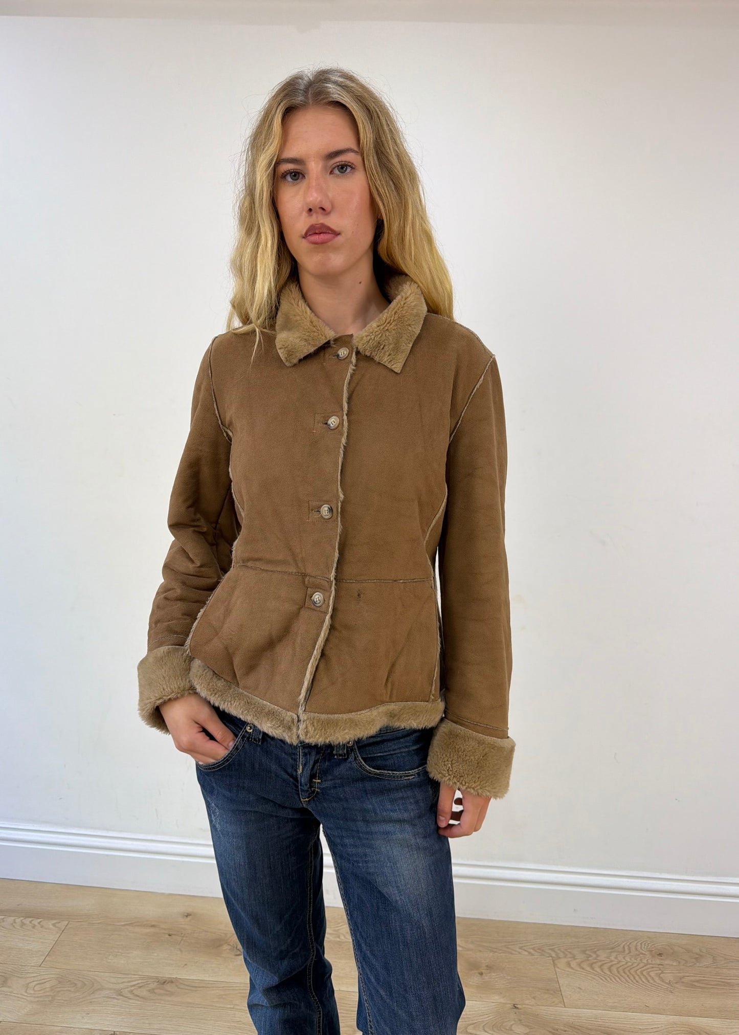 medium beige suede coat