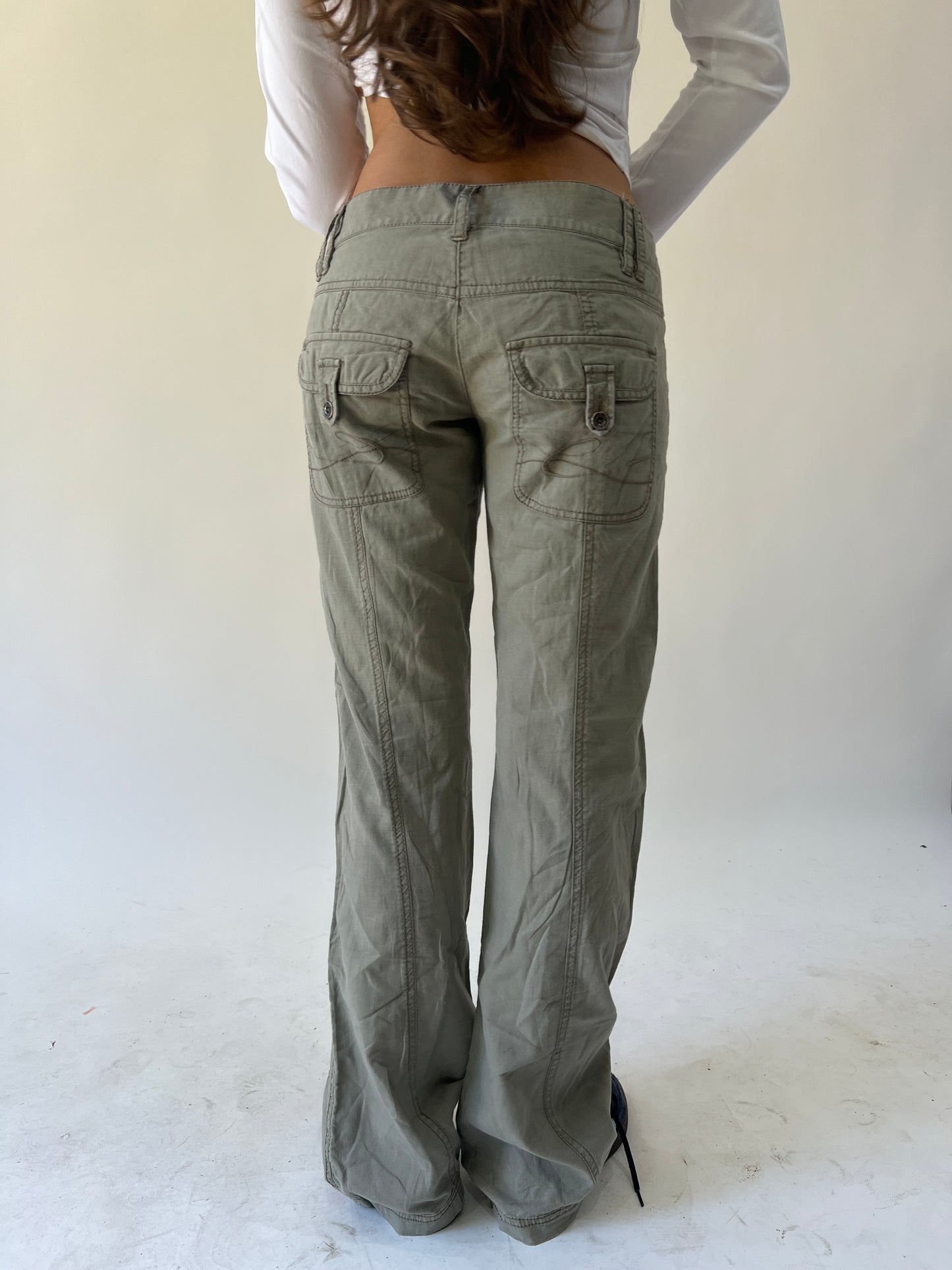 back to school drop | small green cargo trousers
