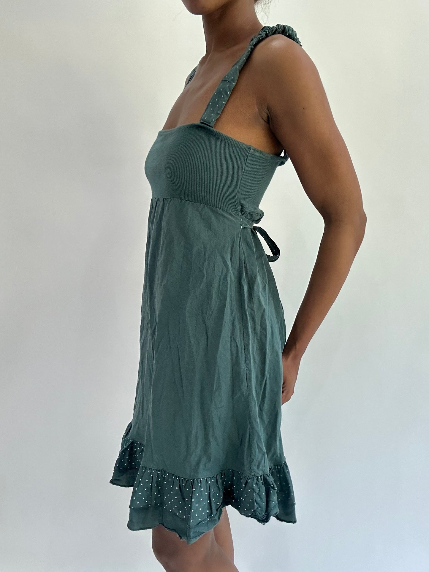 french summer drop | small green mini dress