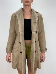 vintage edit ten | small beige faux suede pea style coat