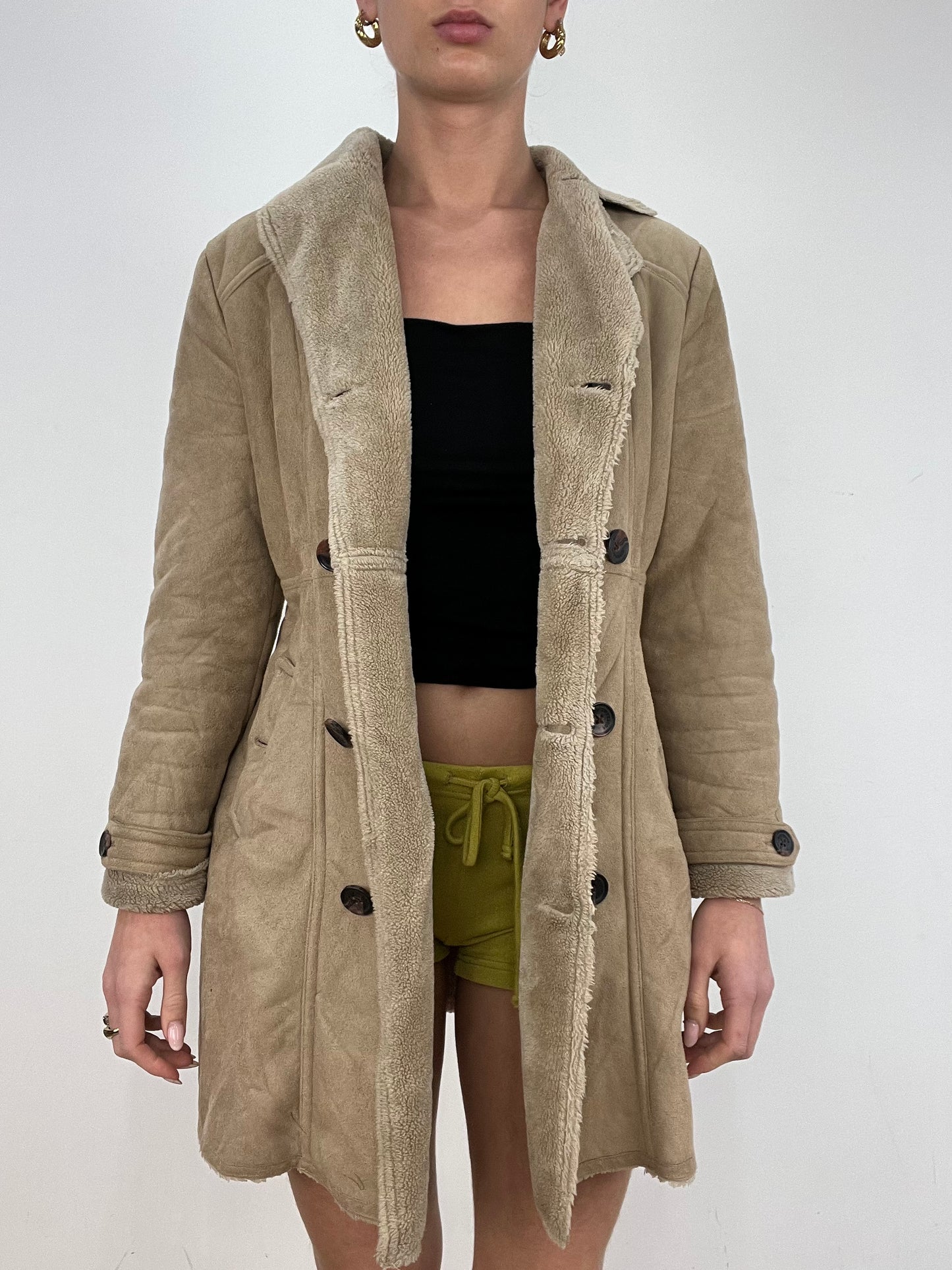 vintage edit ten | small beige faux suede pea style coat