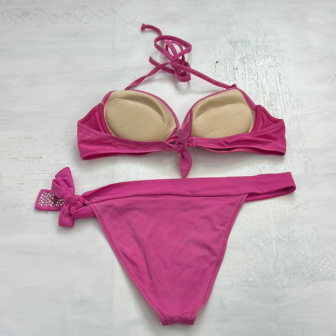 💚 TAYLOR SWIFT DROP | medium pink halterneck bikini with diamontés