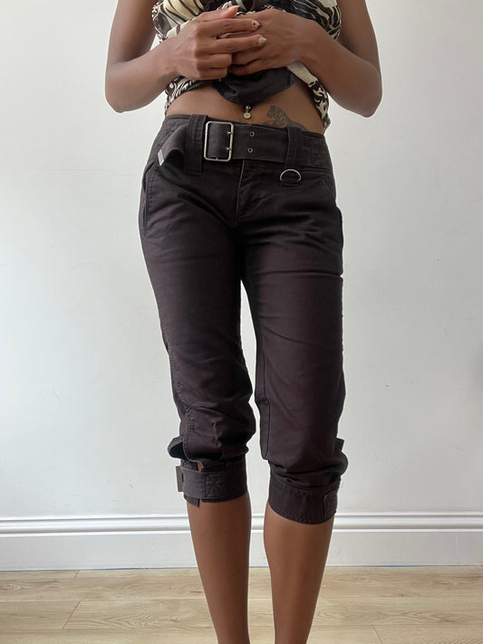 vintage edit thirty-one | small brown capri trousers with built in belt