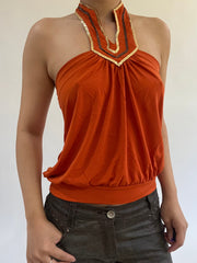 ‼️ | small orange sequin halterneck top