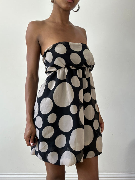 vintage edit twenty-seven | medium black and white bandeau polka dot dress top