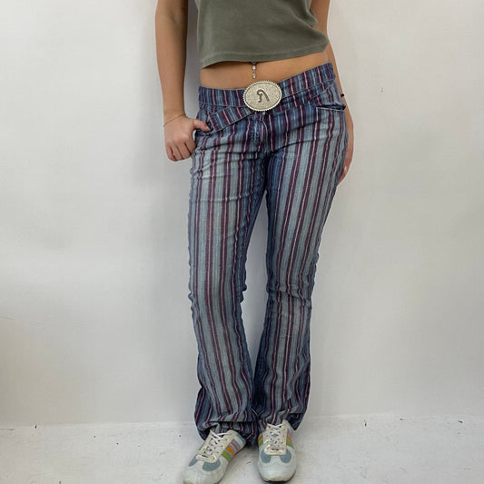 COTTAGECORE DROP | small blue and purple replay pinstripe jeans with belt detail