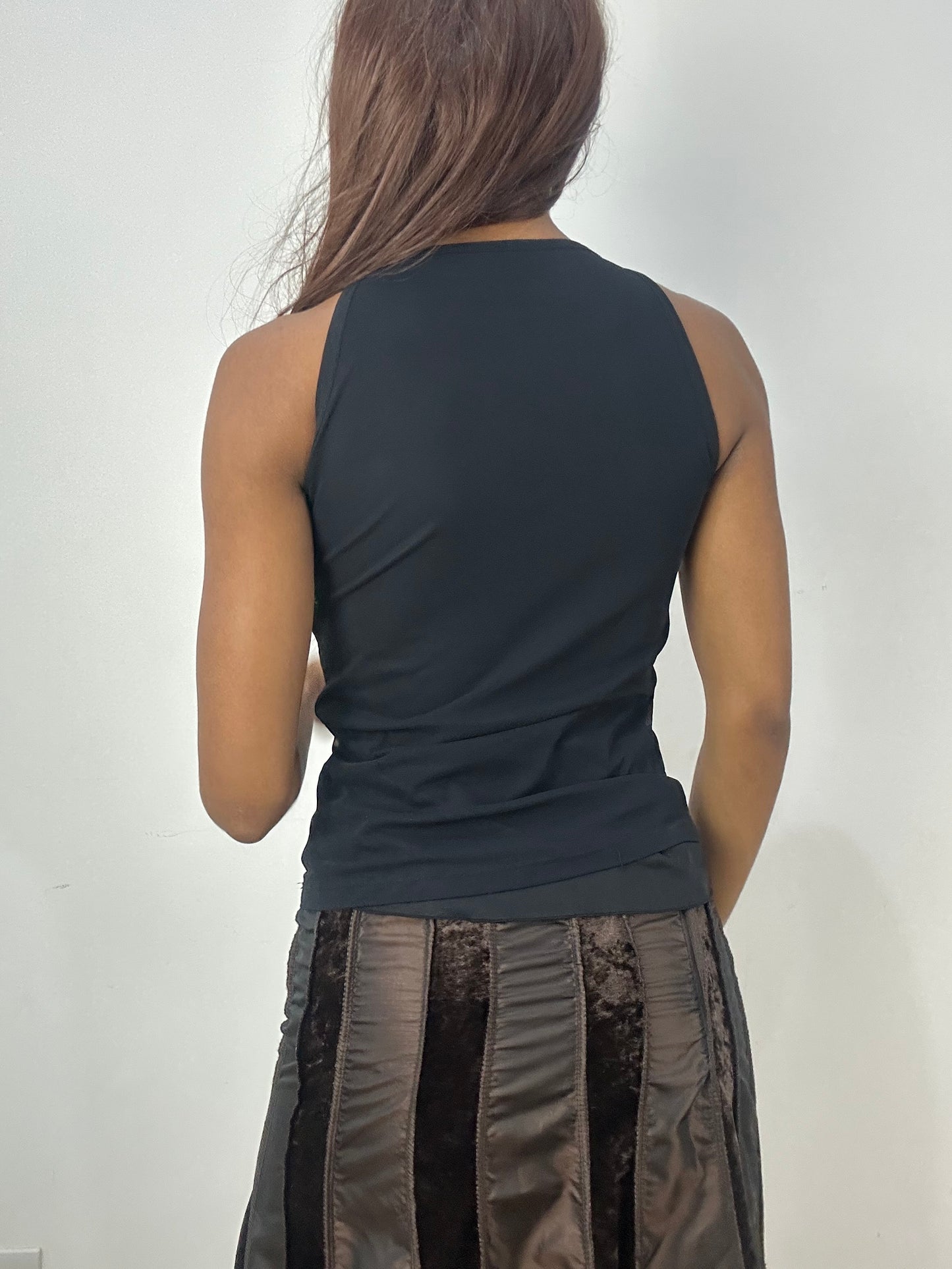 vintage edit thirty-three | small black rhinestone beaded tank top