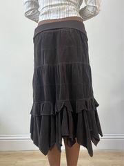 BEST PICKS | taille: XS · couleur: marron · article: jupe · détails: à volants superposés + longueur maxi