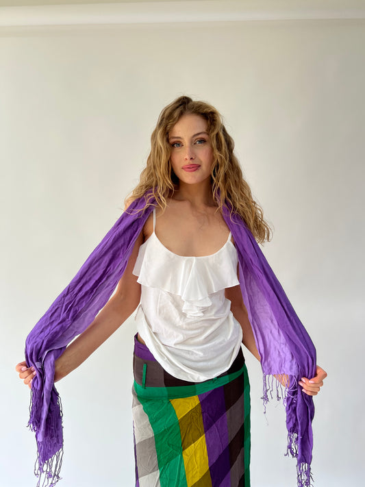 SATC drop | purple scarf with tassels