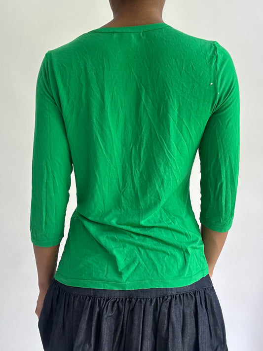 BEST PICKS | small green ralph lauren button up 3/4 length top