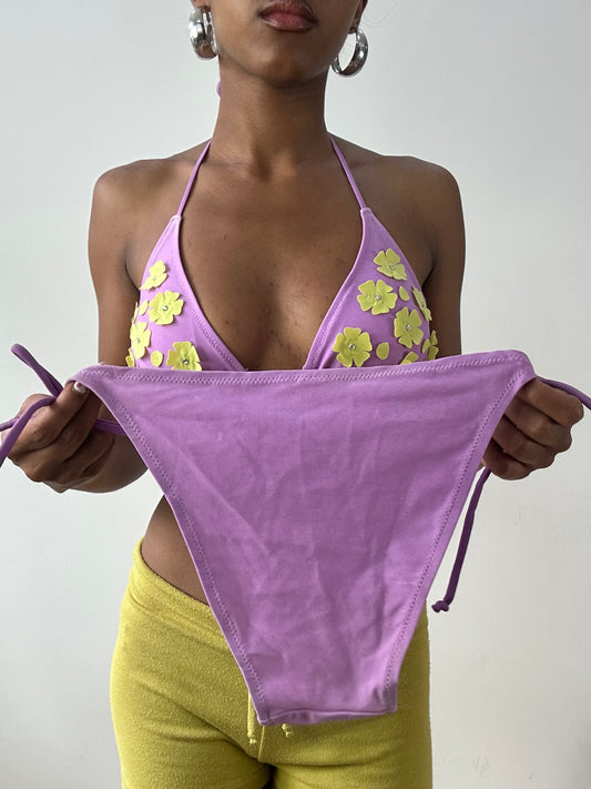 vintage edit twenty-nine | medium purple bikini set with 3d flower detail