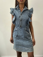 2016 edit | small/medium blue denim button up mini dress