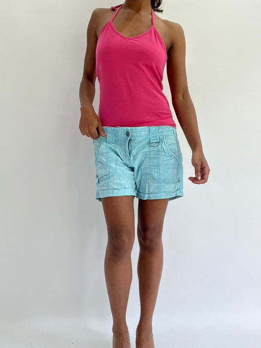 💚zara larsson drop | medium blue esprit plaid shorts