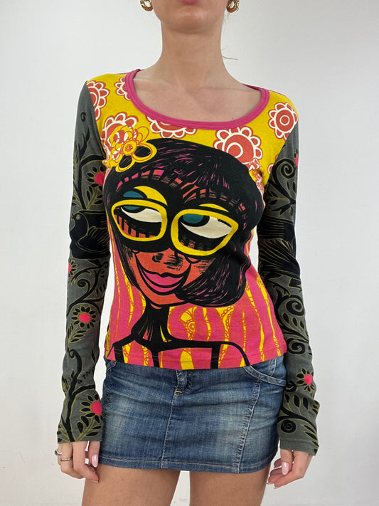 vintage edit six | medium green and yellow custo barcelona long sleeved top