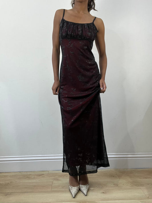 romantic grunge edit | small/medium red mesh overlay maxi dress