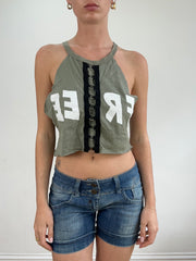 💻‼️ khaki graphic ‘free’ crop top
