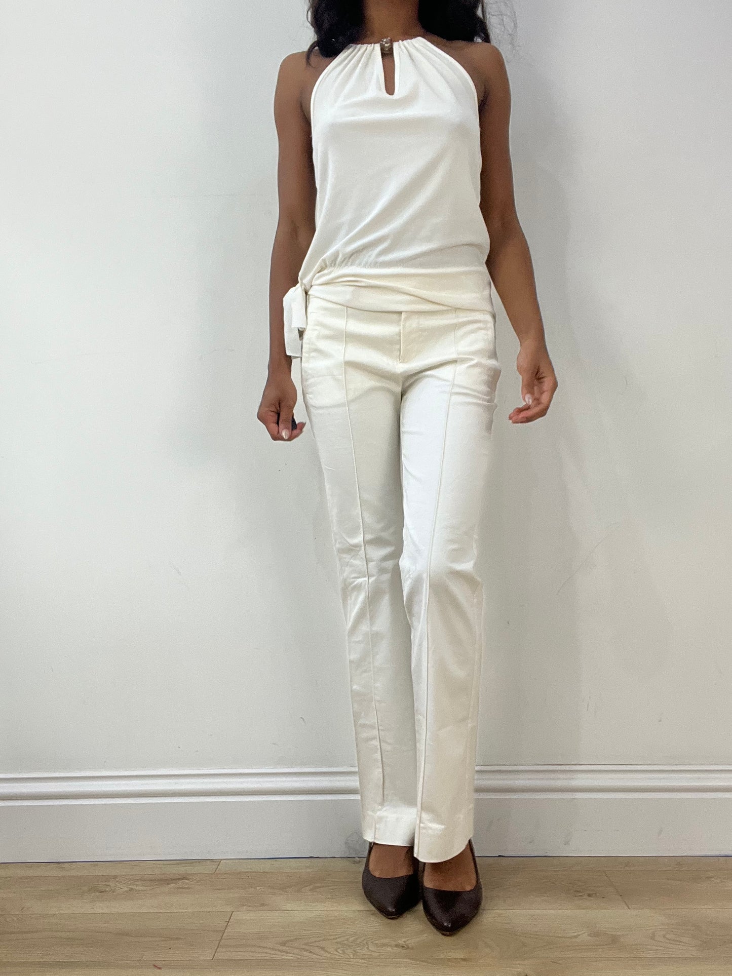 BEST PICKS | small white halterneck top with metal hoop detail