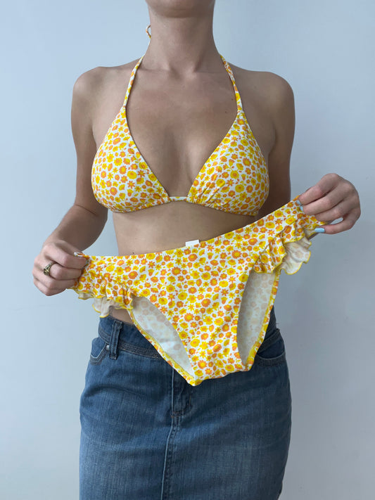 vintage edit thirty | small yellow and orange bikini set with floral print