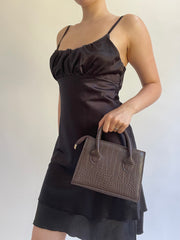 Y2K| small brown snake print handbag