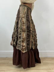 vintage edit thirty-four | medium brown layered maxi skirt