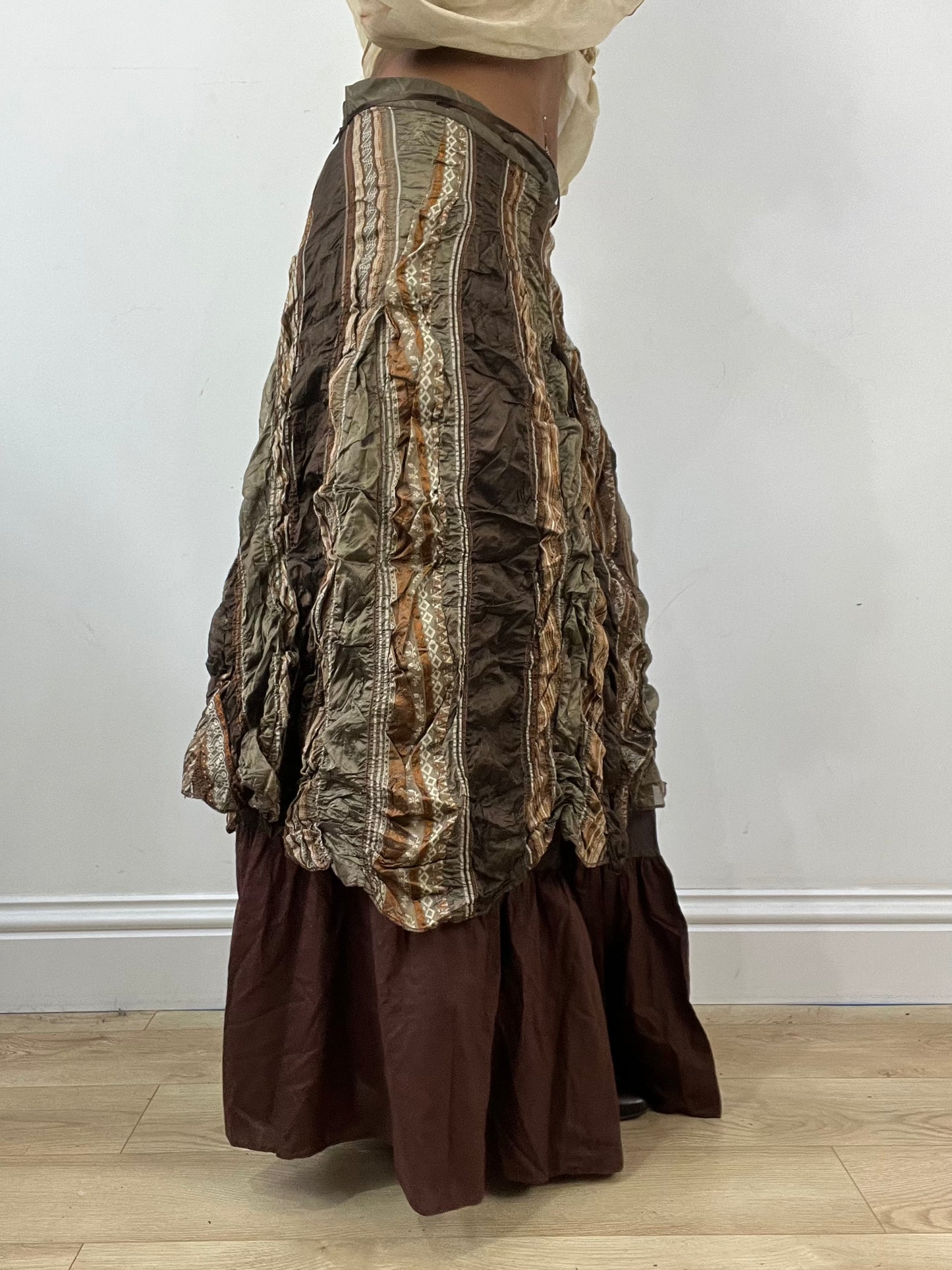 vintage edit thirty-four | medium brown layered maxi skirt